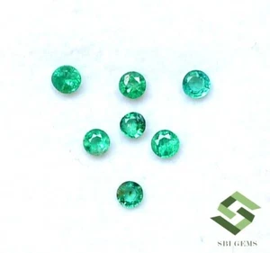 2.50 mm Natural Emerald Round Cut Lot 07 Pcs 0.46 CTS Untreated Loose Gemstones - Picture 1 of 8