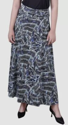 NY Collection Womens Blue Maxi A-Line Ring Detail Skirt Petite Size PL - Image 1 of 4