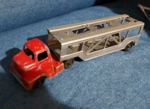 Vintage Tootsie Toy Metal Auto Transport Semi 9" Long W/ Plastic Trailer - Picture 1 of 6