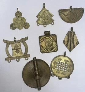 Baule Handmade trade 8 beads brass Ethiopia decor craft jewelry Bird Ornate - Picture 1 of 17
