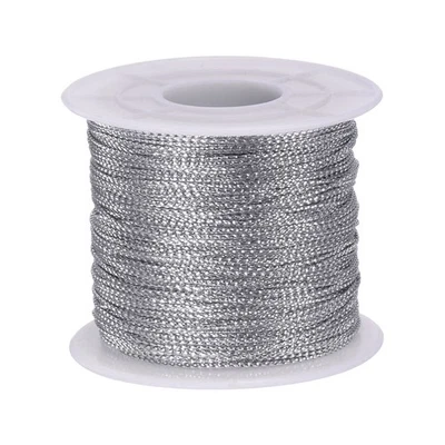 Cuerda metálica 1 mm 109 yardas cuerda oropel hilo cuerda plata Foto 1 de 4