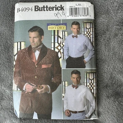 Butterick Pattern B4094 Sz 42-48 Smoking Jacket Shirt Bow Tie Costume Theater - Image 1 of 4