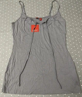 Y2K DE COLECCIÓN ESPRIT GRIS LILA MEZCLA ALGODÓN OJO DE CERRADURA CORBATA CAMI CAMISETA SIN MANGAS MEDIANA NUEVA CON ETIQUETAS Foto 1 de 4