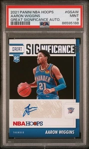 2021-22 NBA Hoops Aaron Wiggins Great Significance Auto PSA 9 Thunder RC POP 2 - Picture 1 of 3