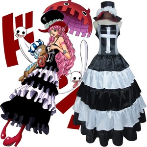 Ghost Princess Perona Cosplay Costume Black Strapless Frills Ball Gown Dress - Picture 1 of 5