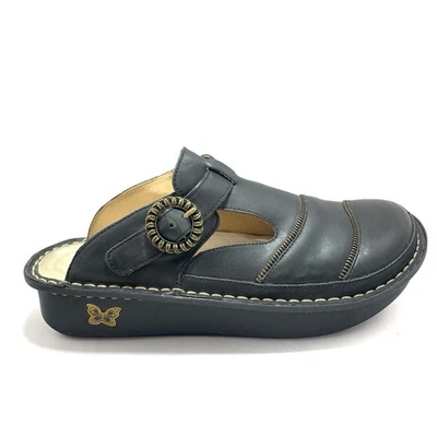 Zuecos cómodos profesionales detallados de bronce de cuero negro Argelia talla 40/9,5-10  Foto 1 de 4