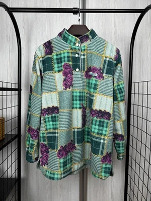 Vintage 90s Fila patchwork logo half-button Snap-T oversized - Image 1 of 4