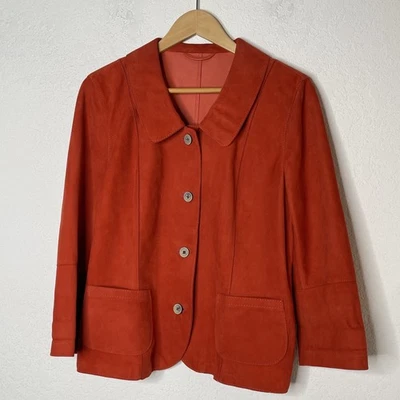CHRIST Leather Button Up Blazer Jacket Womens Size 42 Burnt Orange - Image 1 of 4