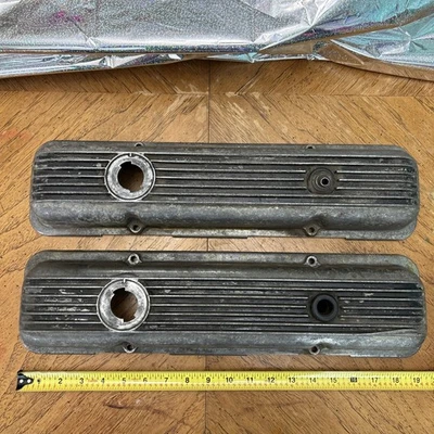 CORVETTE CAMARO 1970-1974 LT1 L82 Z28 ALUMINUM VALVE COVERS # 3965544 #3965543 - Image 1 of 4