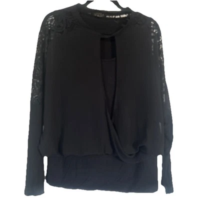 JOSEPH A. Slvs largos negros para mujer superpuestos transparentes con detalles en mangas de encaje talla grande Foto 1 de 4