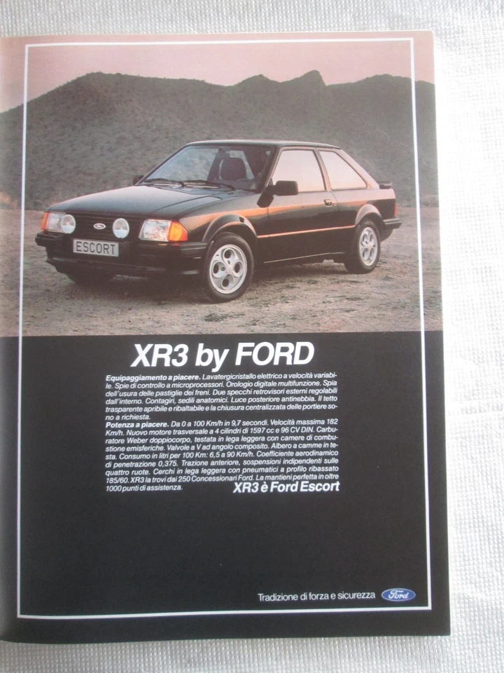 FORD ESCORT XR3  Pubblicita' ADVERTISING  Werbung ORIGINALE 1982 - Immagine 1 di 1