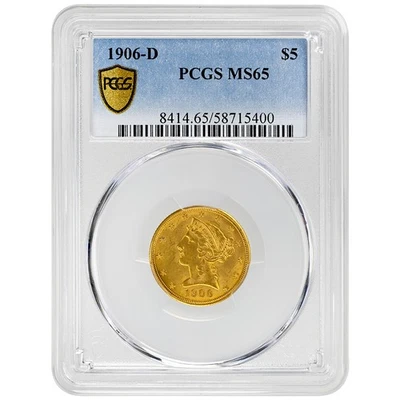 1906-D $5 Liberty Head PCGS MS65 Rare Coin - Image 1 of 4