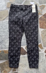NWT Banana Republic Skinny Jeans Women’s Black Floral Print Mid Rise Denim Sz 29 - Picture 1 of 11