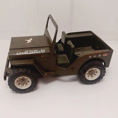 Tonka 1970's US Army Jeep Military Green Vintage Pressed Steel G-452-8 - Image 1 of 4