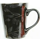 Black Ceramic Coffee/Tea Mug With Inclusions Of Silver Leaves On Limbs Unique 