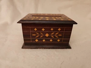 Antique Wooden Cigarette Dispenser Box Original Old Hand Crafted Bone Inlay - Picture 1 of 5