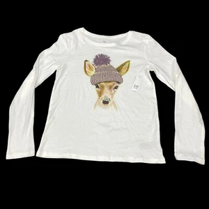 Gap Kids Girls White Graphic Long Sleeve T-shirt Sz XXL (14/16) NEW - Picture 1 of 15