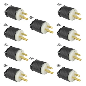 NEMA 5-15P 15A 125V Straight Blade Male Replacement Plug Heavy Duty Nylon - Picture 1 of 4