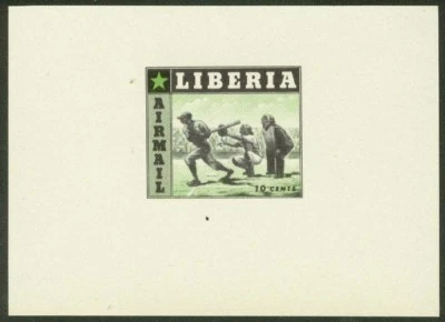 Liberia 1955 Baseball 10c MASTER PROOF in green & black - Image 1 of 2