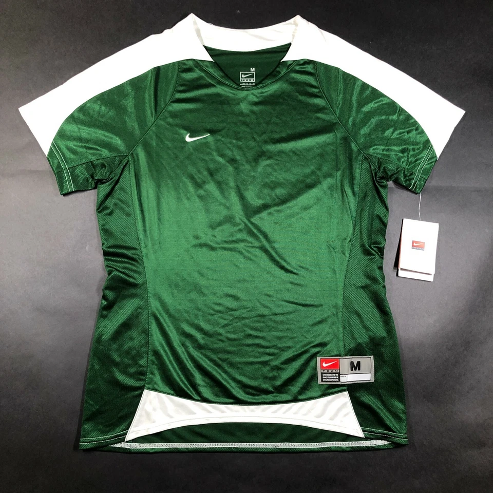 Camiseta deportiva de fútbol Nike para niñas jóvenes M verde brillante blanca cuello en V calce seco nueva con etiquetas Foto 1 de 4