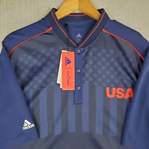 ADIDAS x USA GOLF NEW $90 Size 2XL Mens Henley Polo Shirt Performance Blue NWT - Picture 1 of 23