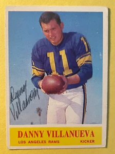 SIGNED DANNY VILLANUEVA 1964 PHILADELPHIA FOOTBALL CARD AUTOGRAPH - RAMS - Picture 1 of 3