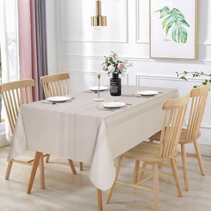 "100% Waterproof Rectangle PVC Tablecloth, Vinyl Table Cloth Cover with Flanne.. - Picture 1 of 21