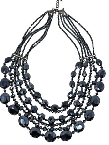 Women Sassy Jones Malia 6 Multi Bib Sparkler in Deep Blue Rhinestone Accents - Picture 1 of 3