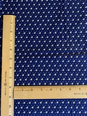 Tiny White Rabbits on Navy Blue Cotton Fabric brand unknown 44” wide one yard - Image 1 of 2