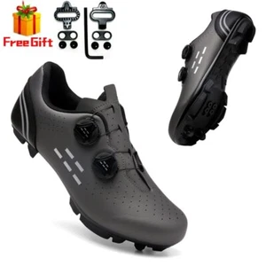 Mtb Cycling Shoes Men's Bike Sneakers with SPD Cleat Non-slip Road Biking Shoes  - Picture 1 of 31