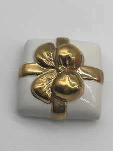 Small Trinket Box with Gold-Trimmed Bow - Picture 1 of 7