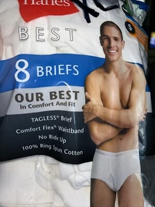 Hanes 100% Soft Cotton Tagless Briefs 8 Pk. Sz. 40-42 From 2014 - Picture 1 of 4