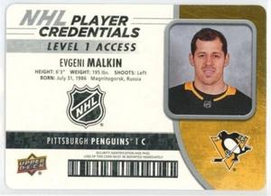 2018-19 Upper Deck MVP Hockey NHL Player Credentials Level 1 Evgeni Malkin - Picture 1 of 2