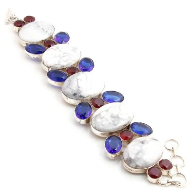 Dendrite Opal Garnet Tanzanite Handmade Gemstone Bracelet Jewellery Size 8 Inch - Image 1 of 3