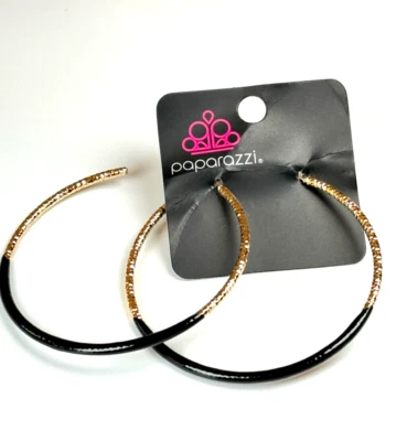 DIP, DIP, Hooray! - Black/Gold - Paparazzi Jewelry/Accessories HOOP Earrings - Image 1 of 4