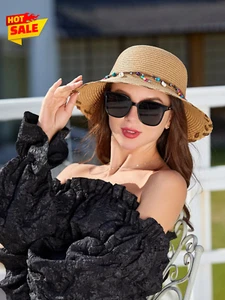 Boho Shell Decor Straw Hat - Picture 1 of 14