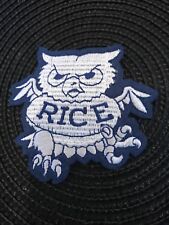 Rice University Rice Owls Vintage Embroidered Iron On Patch (NOS) 3" x 3" Nice
