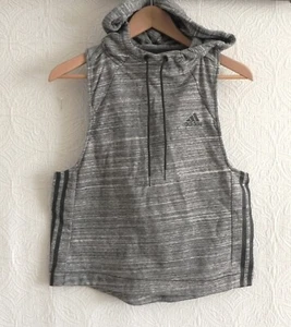 Adidas Hoodie Sleeveless Racer Back Pullover Large Armpit Semi-Crop Size S - Picture 1 of 10