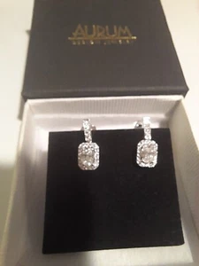 Custom-made Diamond Dangle/Drop Earrings Set in 14k White Gold - Picture 1 of 22