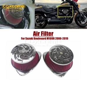 Dual Intake Filter Big Air Cleaner For Suzuki Boulevard M109R 06up M109RZ M109R2 - Foto 1 di 9