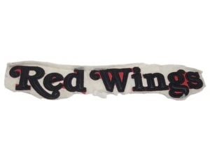 Red Wings Spell Out Patch Detroit Faux Leather Craft Project - Picture 1 of 4