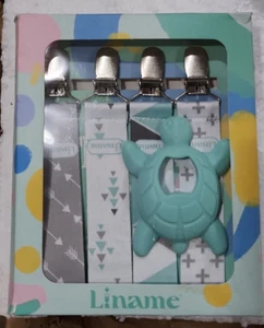 Liname 4 Schnullerclips und 1 Zahnspielzeug für Jungen oder Mädchen - Bild 1 von 2