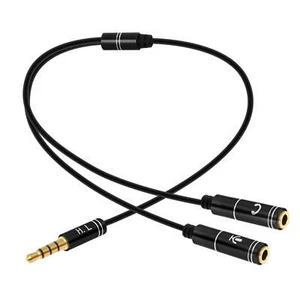 Adaptador Ladrón Audio Conector Jack 3.5mmA Micro Y Casco Compact 30cm Negro - Picture 1 of 5