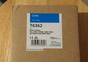 05-2023 NEW EPSON T6362 Cyan Ink 700ml for Stylus Pro 7890/7900/9890/9900 - Picture 1 of 1