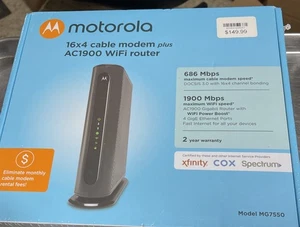 Motorola MG7550 16x4 Kabel Modem Plus AC1900 Dual-Band WiFi Gigabit Router Seald - Zdjęcie 1 z 1