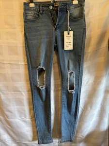 Pantalones de mezclilla azul recto crudo para mujer talla 5 azul denim - Imagen 1 de 6