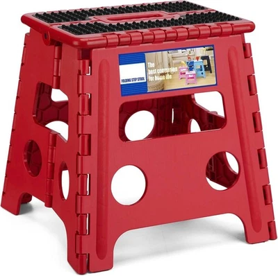 Folding Step Stool Plastic Foldable Stools Non Slip Dot Surface 13" 16" 17.5" - Image 1 of 4