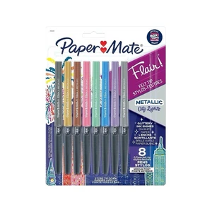 Bolígrafos de fieltro Paper Mate Flair, punta media, tintas surtidas, paquete de 8 (2134319) - Imagen 1 de 3