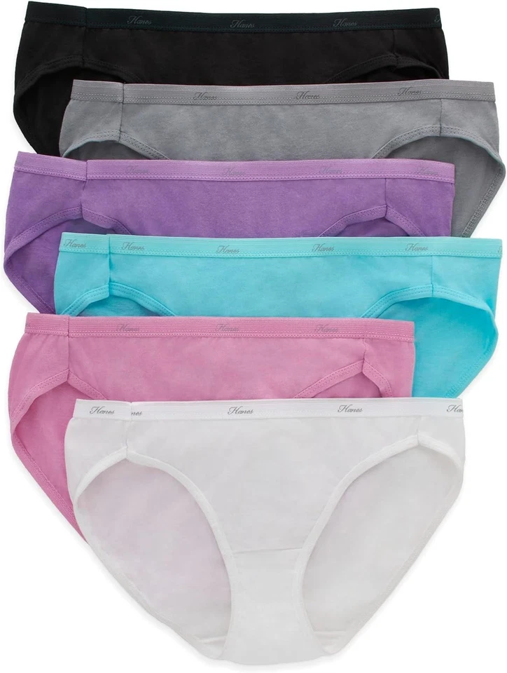 - Hanes Women's Core Cotton Bikini Panties 6pk - Size 7 12 TOTAL PAIRS