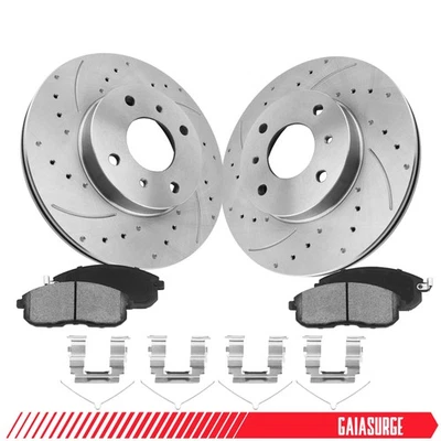 Front Disc Brake Rotors + Brake Pads Kit for 2000 -2004 2005 2006 Nissan Sentra - Imagem 1 de 4
